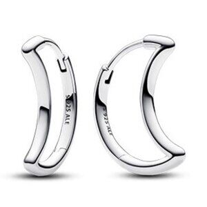 Sterling Silver Moon Shaped Huggie Earrings, New